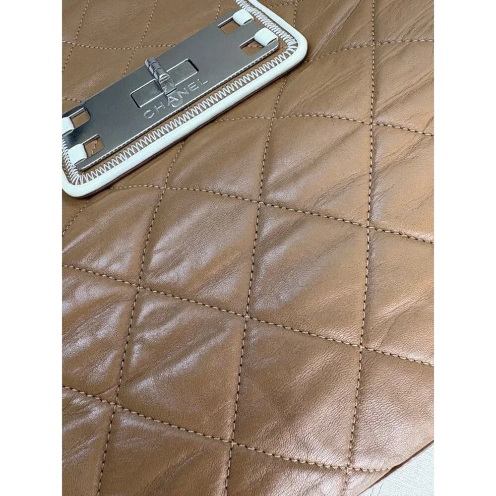 CHANEL Camel Aged Calfskin Reissue Shopping Tote Large SHW
